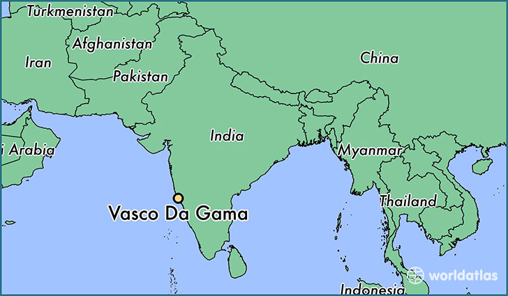 map showing the location of Vasco Da Gama