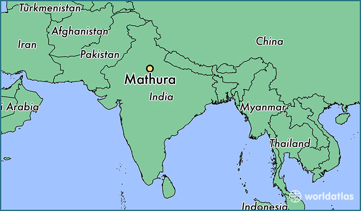 map showing the location of Mathura