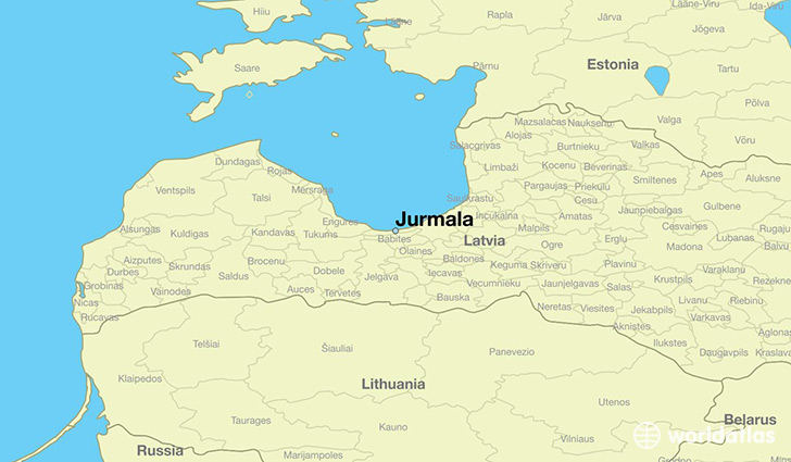 map showing the location of Jurmala