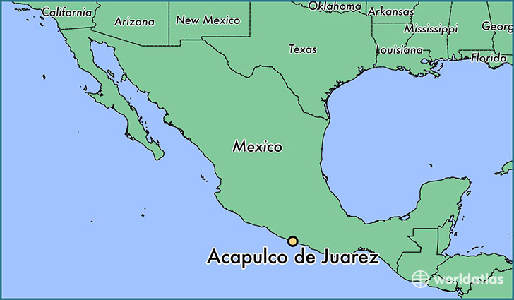 map showing the location of Acapulco de Juarez