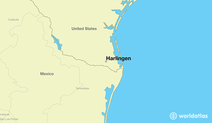 map showing the location of Harlingen