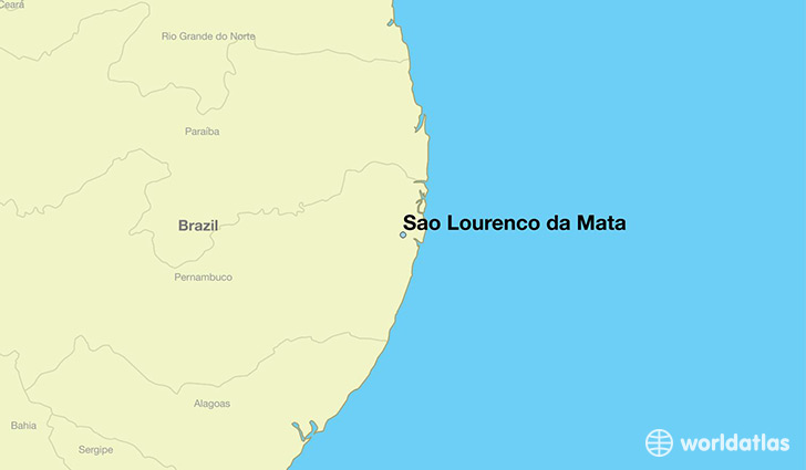 map showing the location of Sao Lourenco da Mata