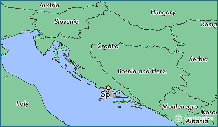 map showing the location of Split