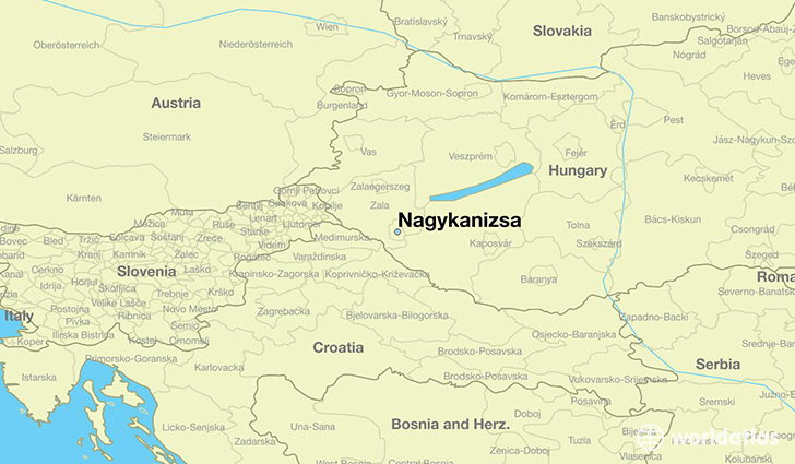 map showing the location of Nagykanizsa