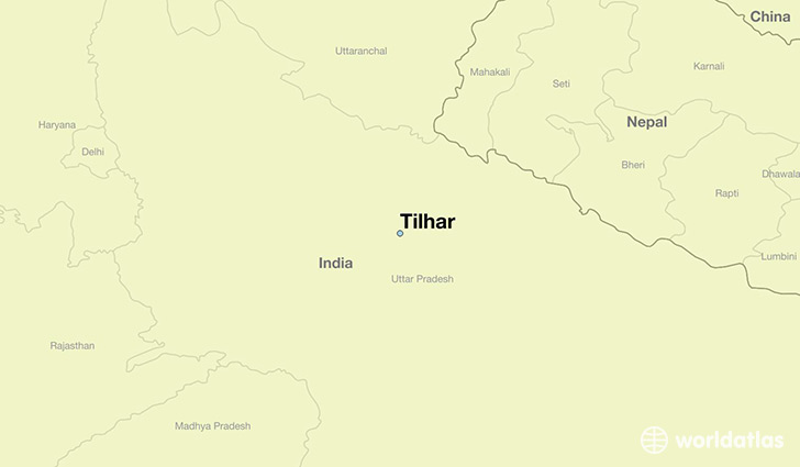 map showing the location of Tilhar