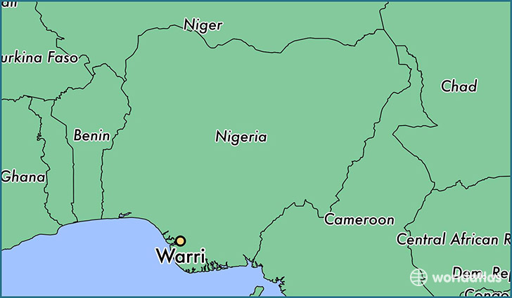map showing the location of Warri