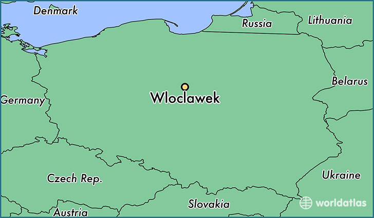 map showing the location of Wloclawek