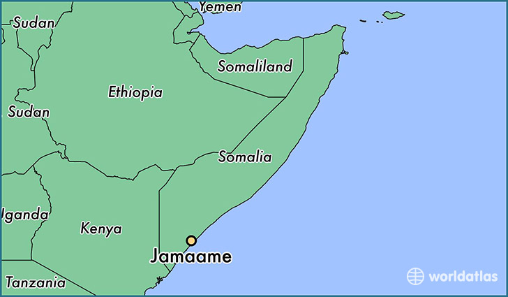 map showing the location of Jamaame