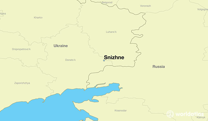 map showing the location of Snizhne