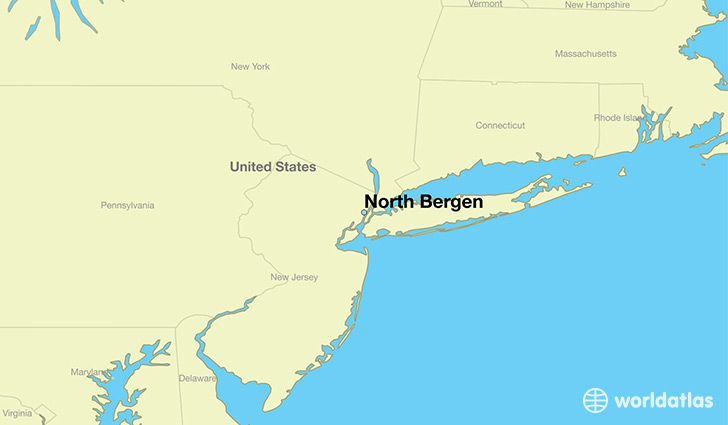 map showing the location of North Bergen