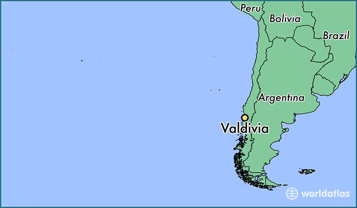 map showing the location of Valdivia