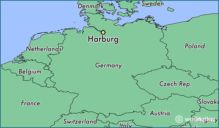 map showing the location of Harburg
