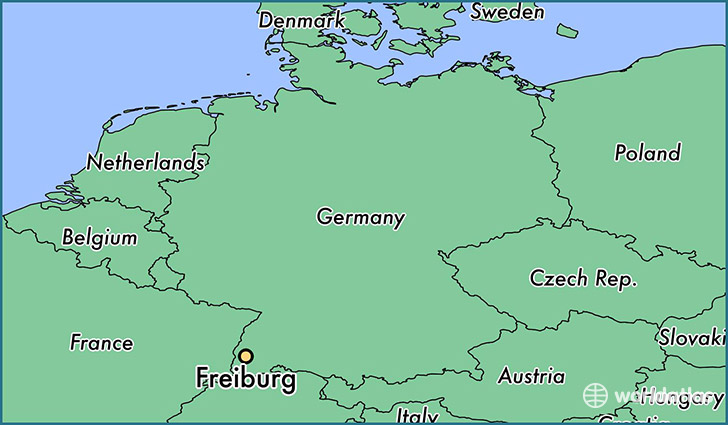map showing the location of Freiburg