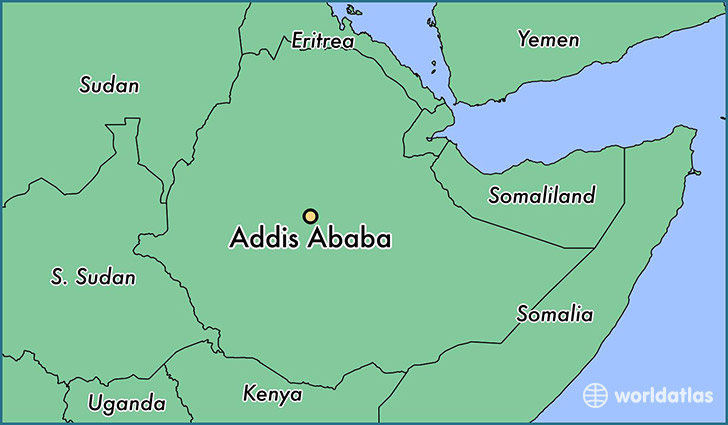 map showing the location of Addis Ababa