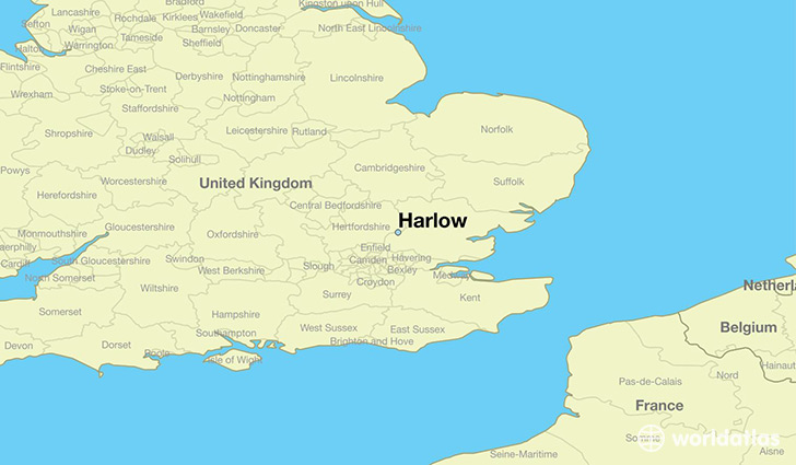 map showing the location of Harlow