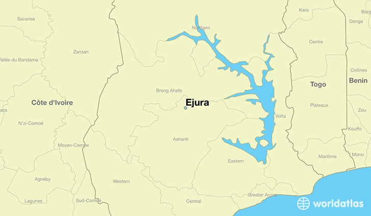 map showing the location of Ejura