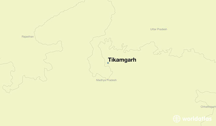 map showing the location of Tikamgarh