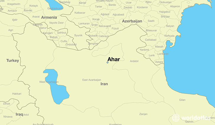 map showing the location of Ahar