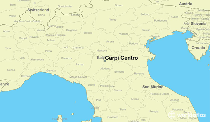 map showing the location of Carpi Centro