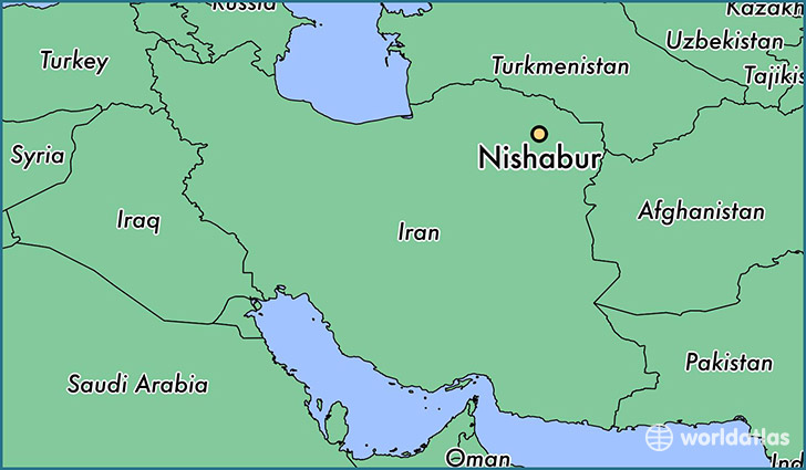 map showing the location of Nishabur