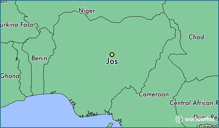 map showing the location of Jos