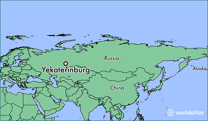 map showing the location of Yekaterinburg
