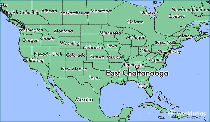 map showing the location of East Chattanooga