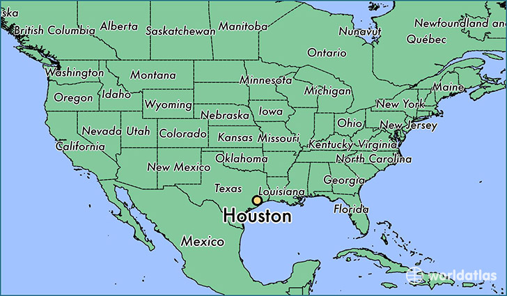 map showing the location of Houston
