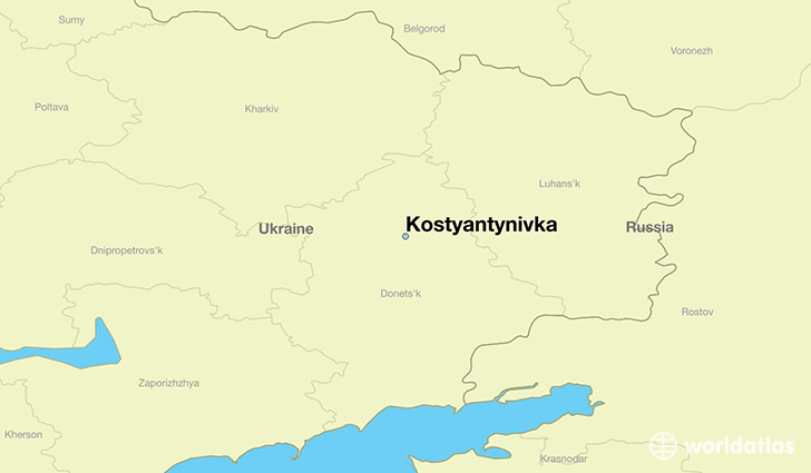 map showing the location of Kostyantynivka