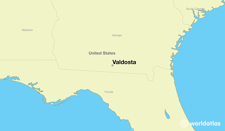 map showing the location of Valdosta