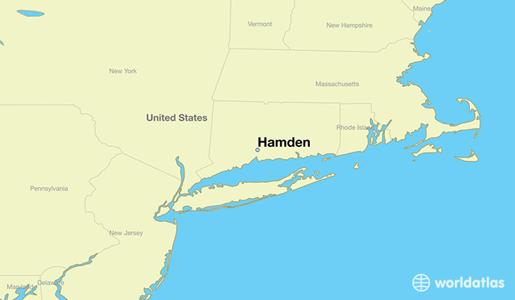 map showing the location of Hamden