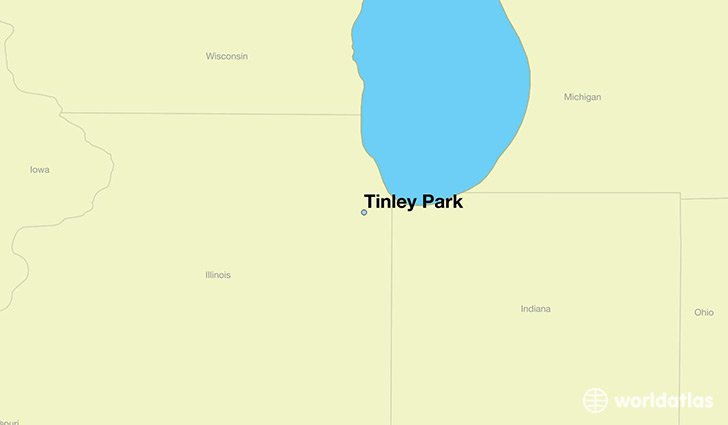 map showing the location of Tinley Park