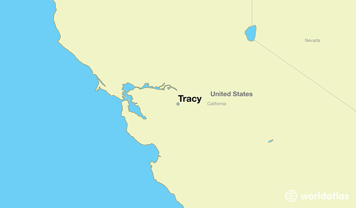map showing the location of Tracy