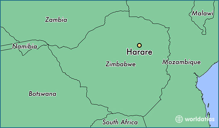 map showing the location of Harare