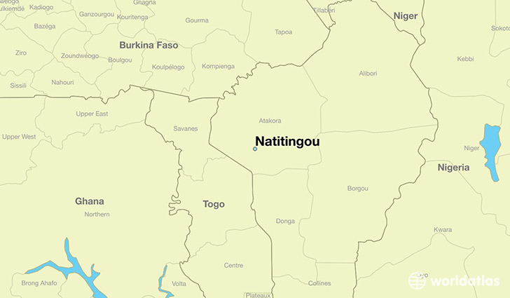 map showing the location of Natitingou