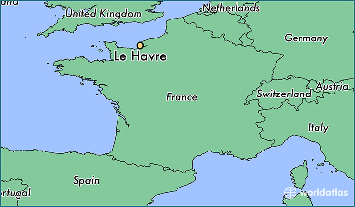 map showing the location of Le Havre