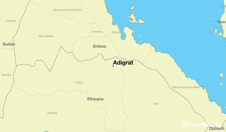map showing the location of Adigrat