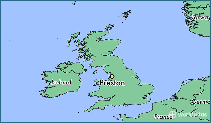 map showing the location of Preston