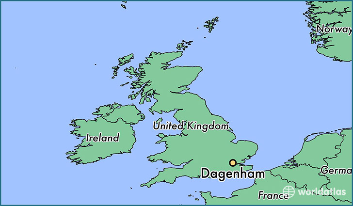 map showing the location of Dagenham