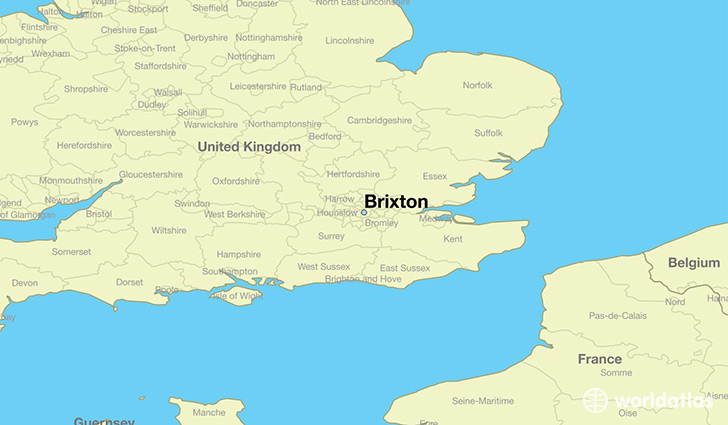 map showing the location of Brixton