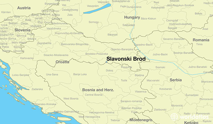map showing the location of Slavonski Brod