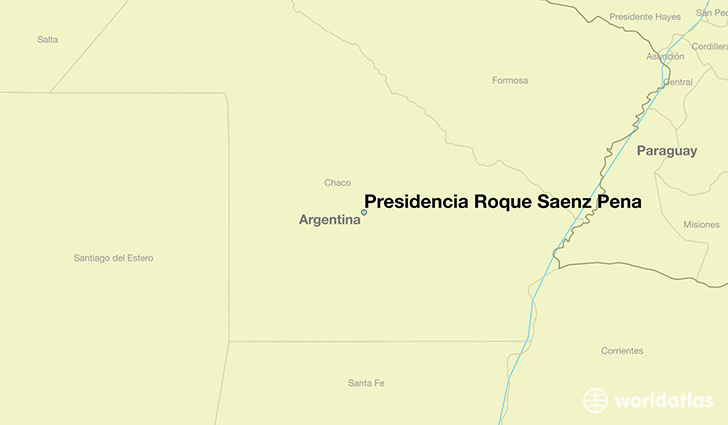 map showing the location of Presidencia Roque Saenz Pena