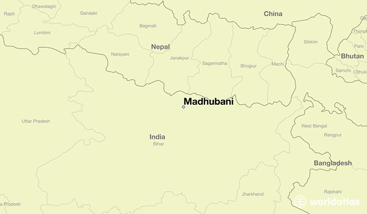 map showing the location of Madhubani