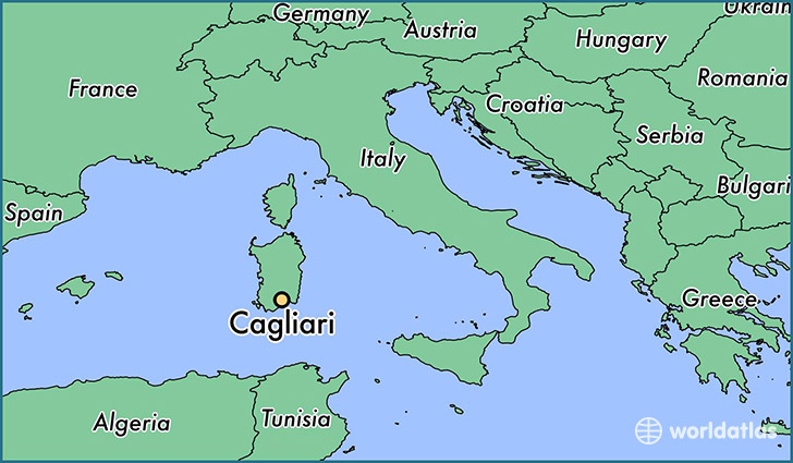 map showing the location of Cagliari