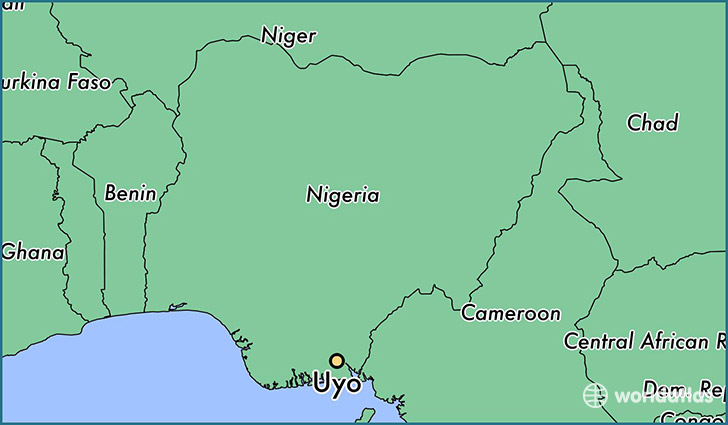 map showing the location of Uyo