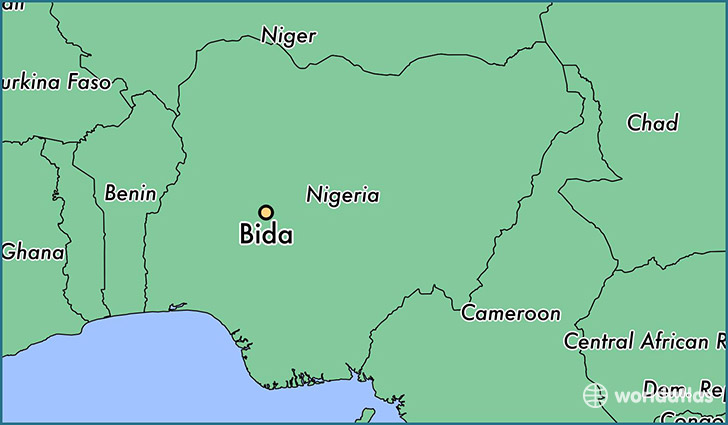 map showing the location of Bida
