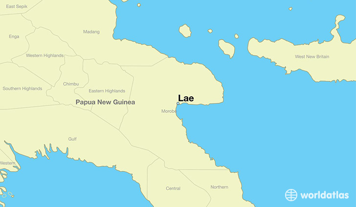 map showing the location of Lae