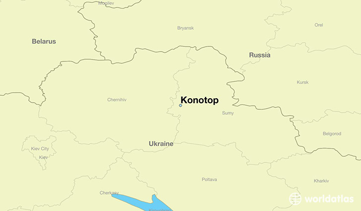 map showing the location of Konotop