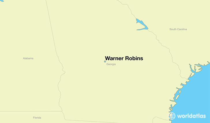 map showing the location of Warner Robins