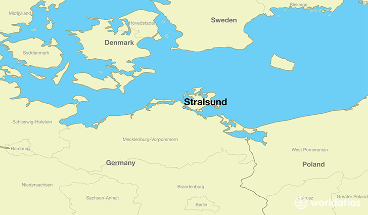 map showing the location of Stralsund